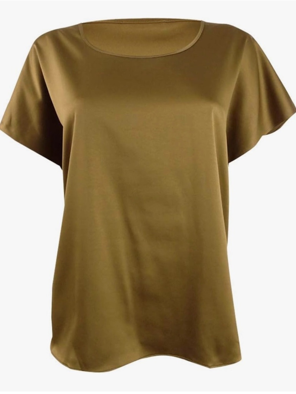 Eileen Fisher Silk High Low Hem Scoop Neck Blouse Gold Leaf Size Large 14 16